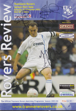 Tranmere Rovers v Port Vale Match Programme 2003-11-22